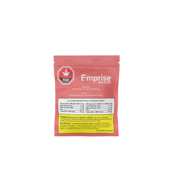 Peach 10mg THC:10mg CBD Gummies